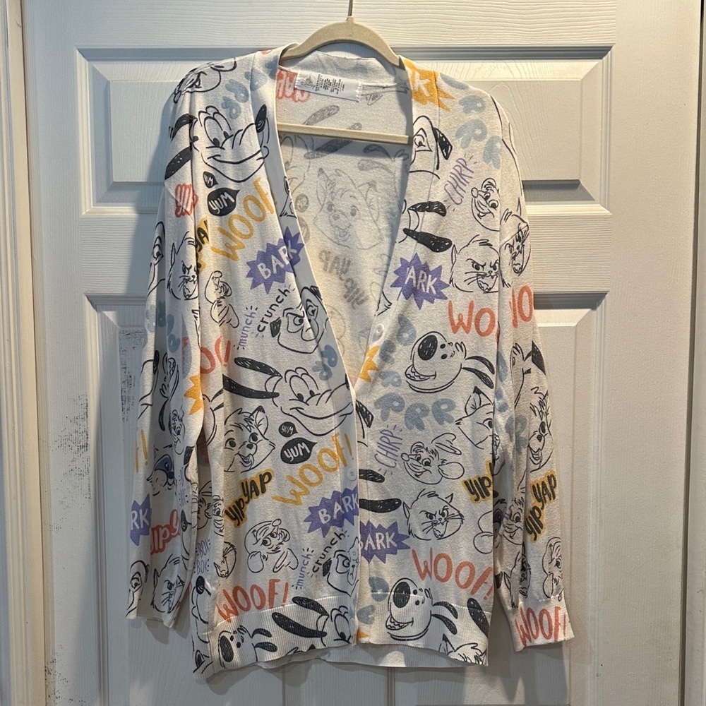 Disney Parks Critters Sidekick Character Long Cardigan Sweater M Oversized